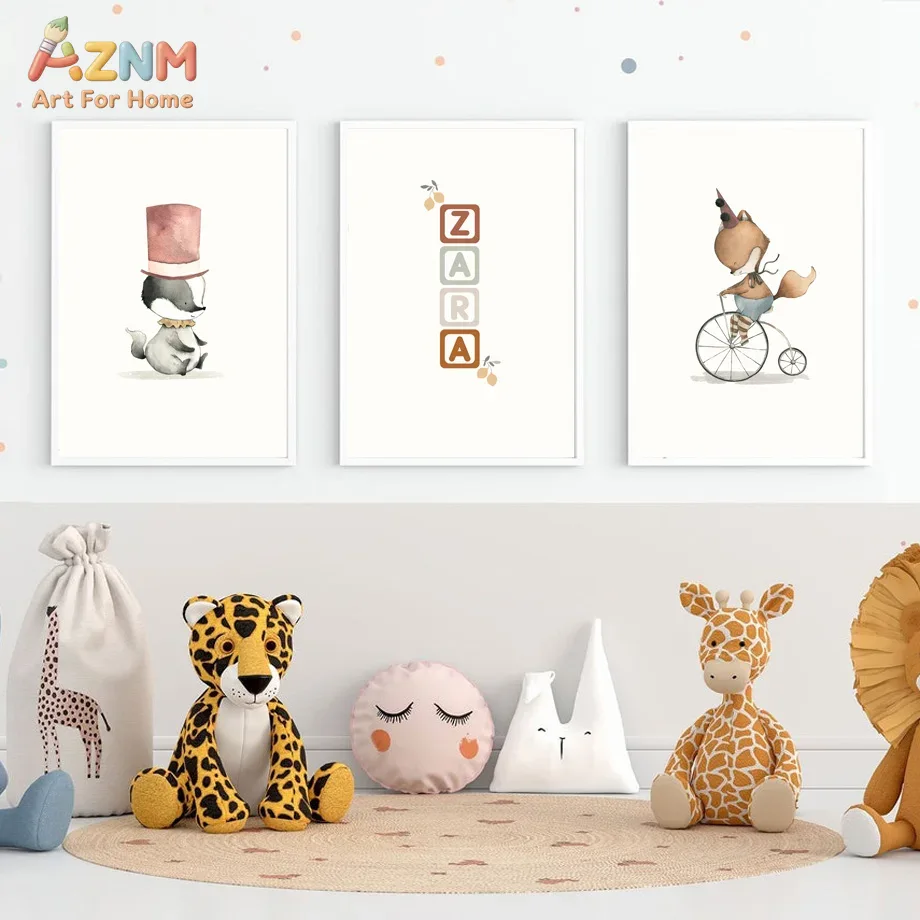 Baby Name Wall Art - Poster Kanvas Tanpa Bingkai AZNM, Lukisan