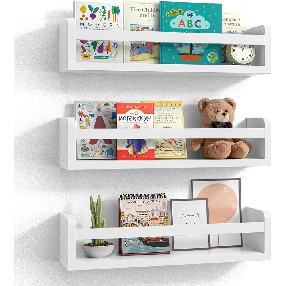 Baby Nursery Bookshelf - Set Rak Buku Kayu Putih untuk