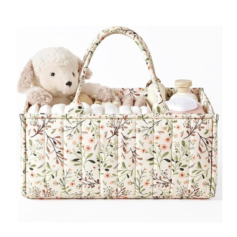 Baby Nursery Must Haves - AINY-Floral Diaper Caddy Organizer, Keranjang Penyimpanan