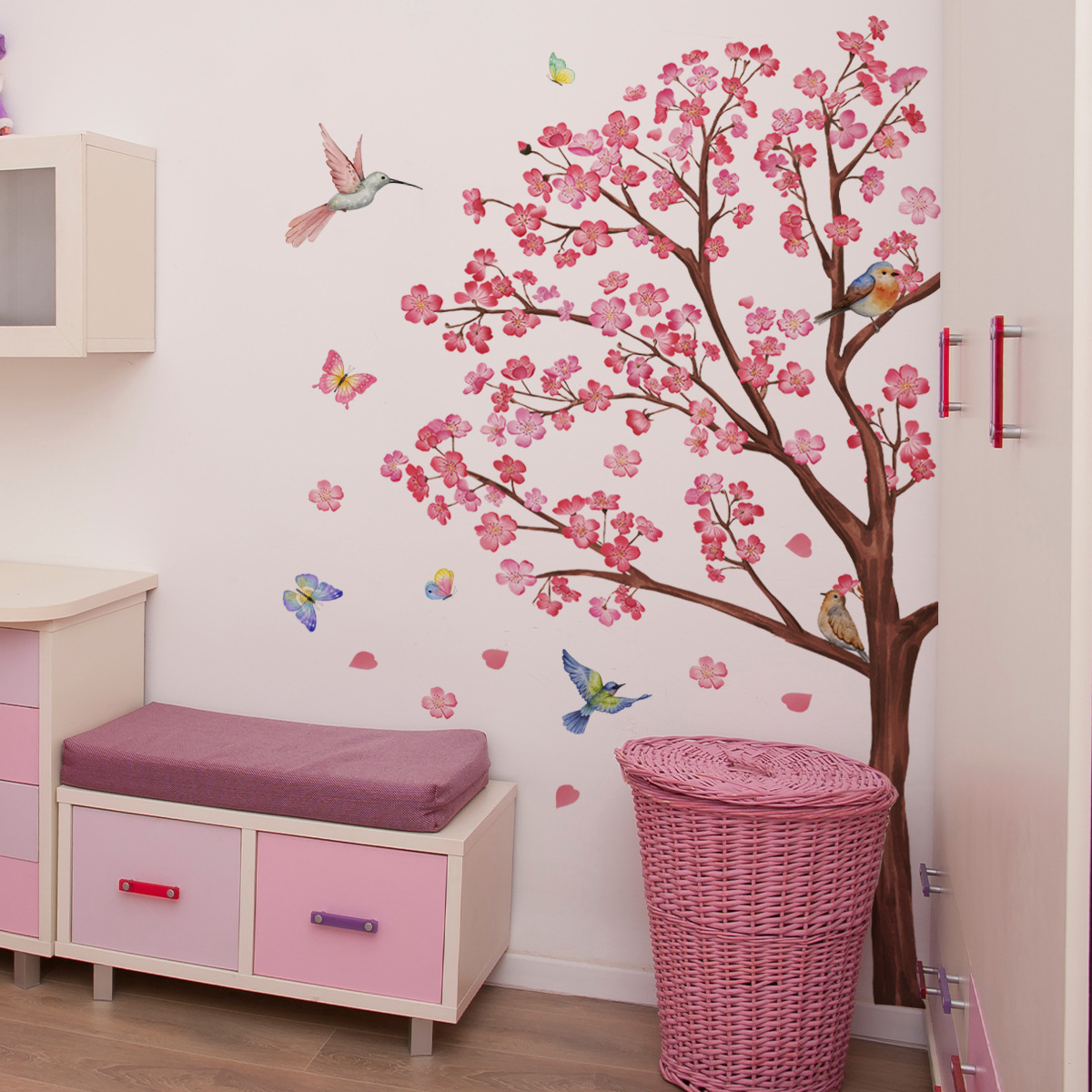 Baby Nursery Decor Ideas - Stiker Dinding Bunga Burung Cat Air
