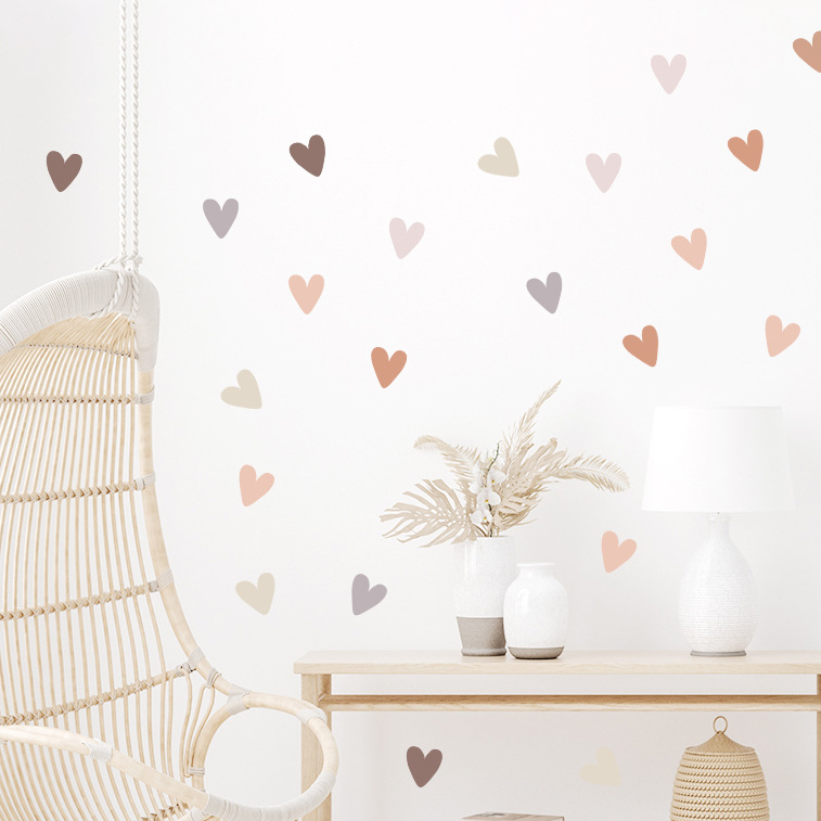 Baby Nursery Vinyl Wall Stickers - Stiker Dinding Morandi Scattered Heart Boho