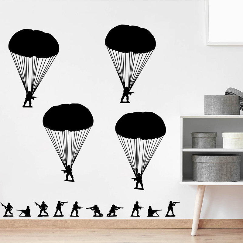 Baby Nursery Vinyl Wall Stickers - Tentara Pria Tentara Pasukan Payung Stiker
