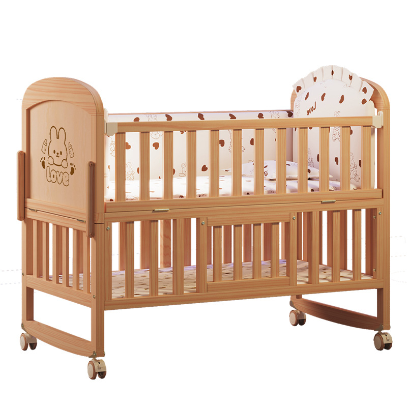 Baby Nursery With Queen Bed - Tempat Tidur Bayi Kayu Solid yang