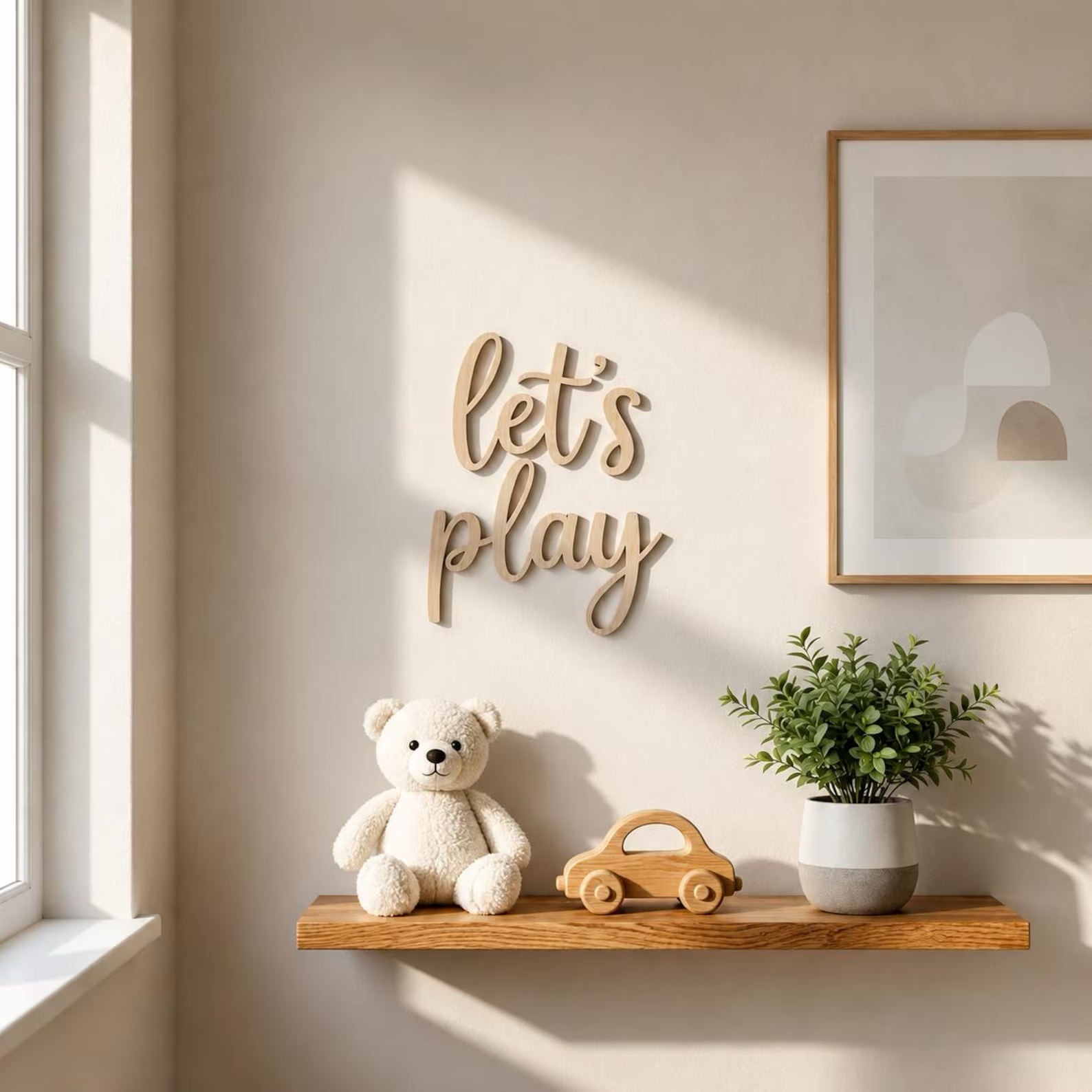 Baby Nursery Wall Art - Ayo Bermain dengan Papan Dinding Kayu,