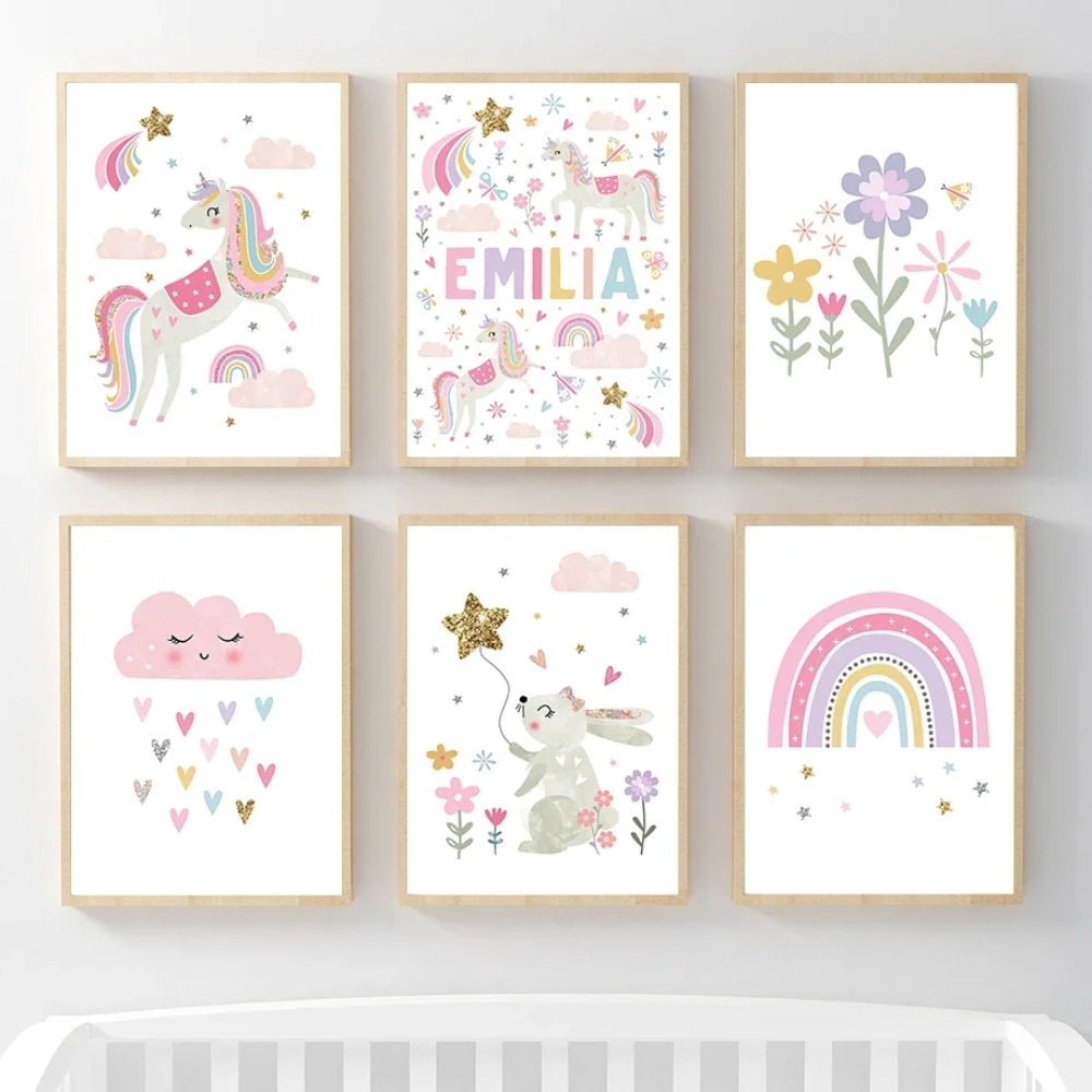 Baby Name Wall Art - Poster Lukisan Kanvas Seni Dinding Kamar
