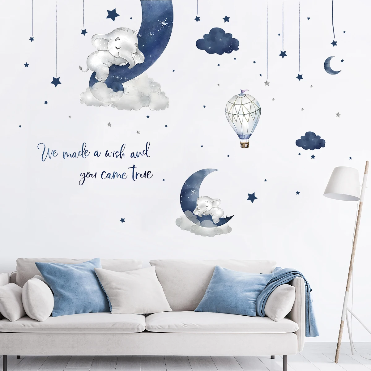 Baby Nursery Decor Ideas - Stiker dinding gajah hewan kartun, dekorasi