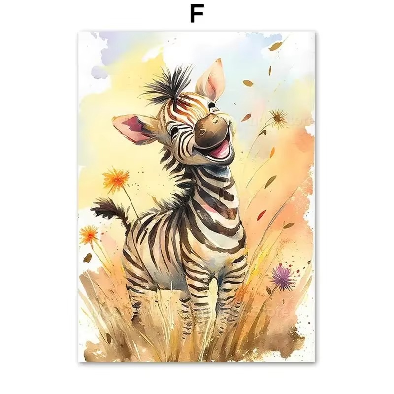 Baby Nursery Animal Prints - Lukisan Kanvas Seni Dinding Kamar Anak