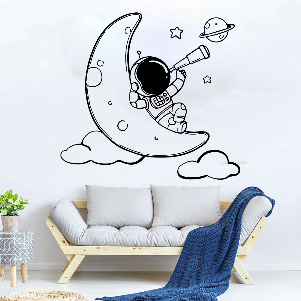 Stiker Dinding Kartun Astronau - Baby Nursery Vinyl Wall Stickers ulasan dan harga