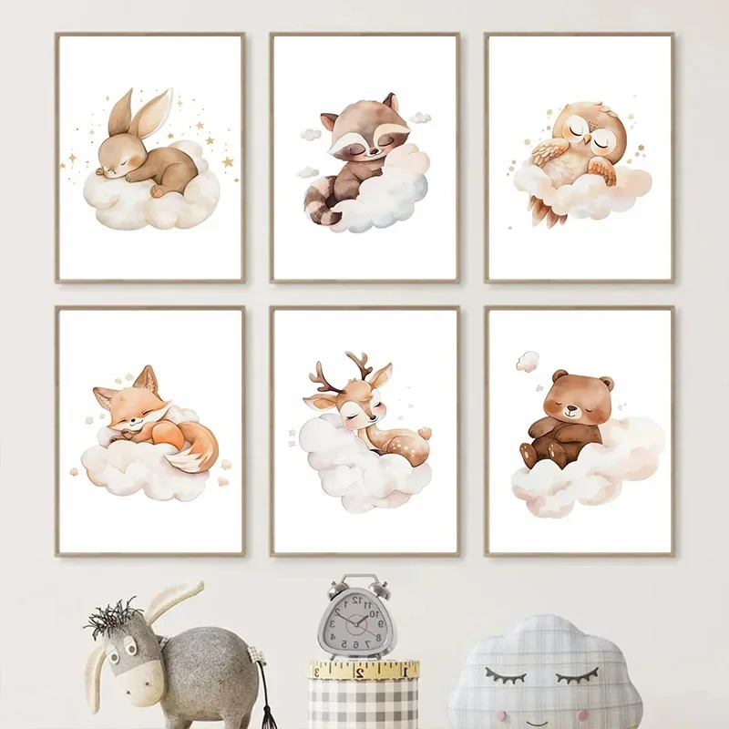 Lukisan Kanvas Hewan Awan Kart - Baby Nursery Picture Frames ulasan dan harga