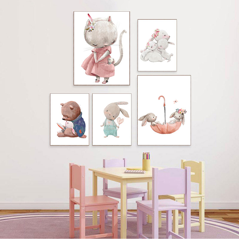 1 Buah Cetakan Seni Dekoratif  - Baby Nursery Animal Prints ulasan dan harga