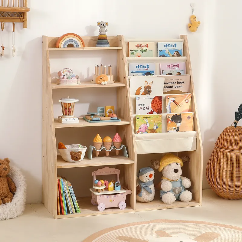 Rak Buku Anak dari Kayu Solid, - Baby Nursery Bookshelf ulasan dan harga
