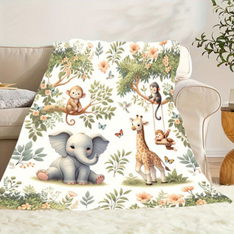 Selimut Bayi Hewan Hutan Cat A - Baby Nursery Animal Prints ulasan dan harga