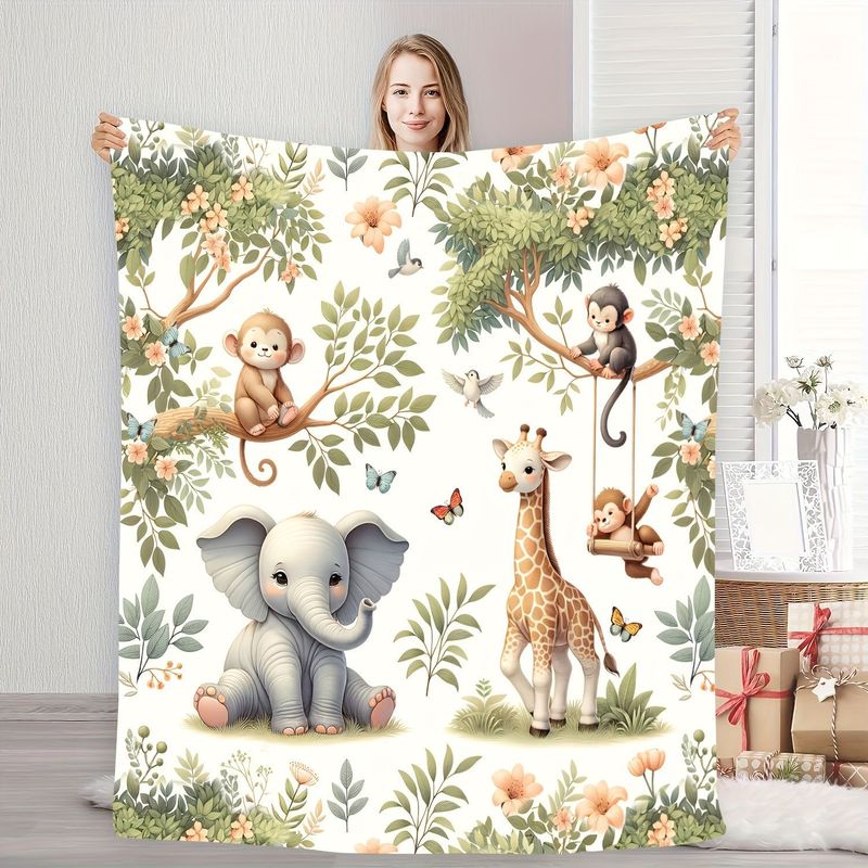 Selimut Bayi Hewan Hutan Cat A - Baby Nursery Animal Prints ulasan dan harga
