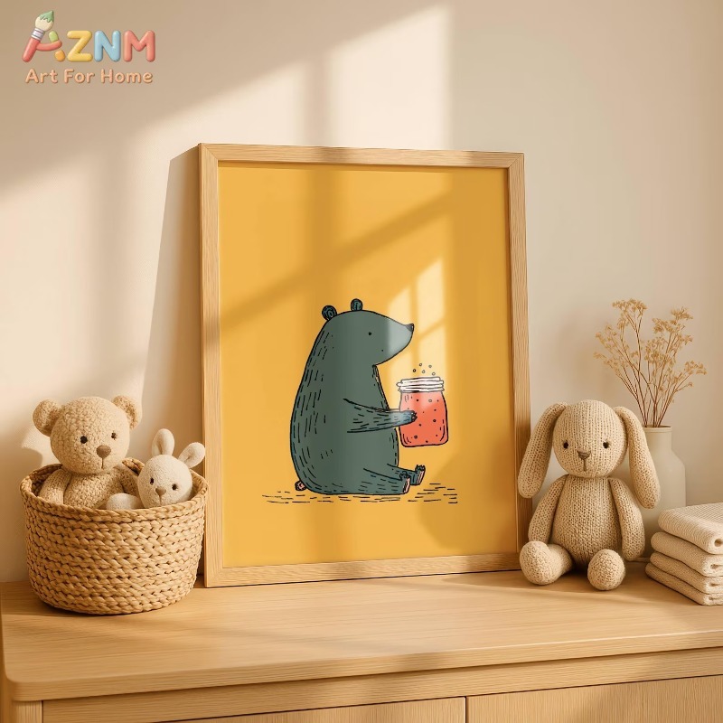 AZNM Kartun Beruang Toples Mad - Baby Nursery Animal Prints ulasan dan harga
