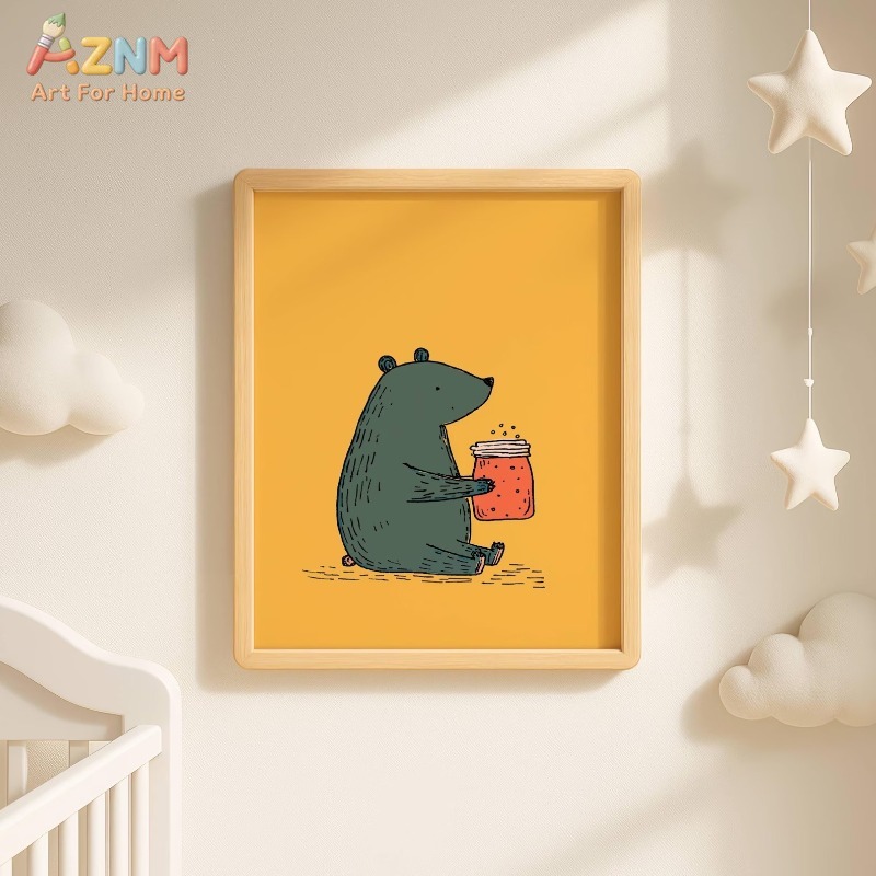 AZNM Kartun Beruang Toples Mad - Baby Nursery Animal Prints ulasan dan harga