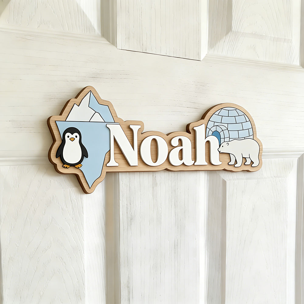Papan Nama Kustom Penguin Arkt - Baby Nursery Wall Art ulasan dan harga