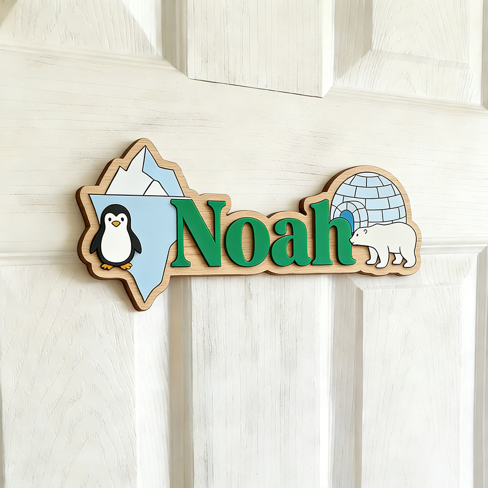 Papan Nama Kustom Penguin Arkt - Baby Nursery Wall Art ulasan dan harga