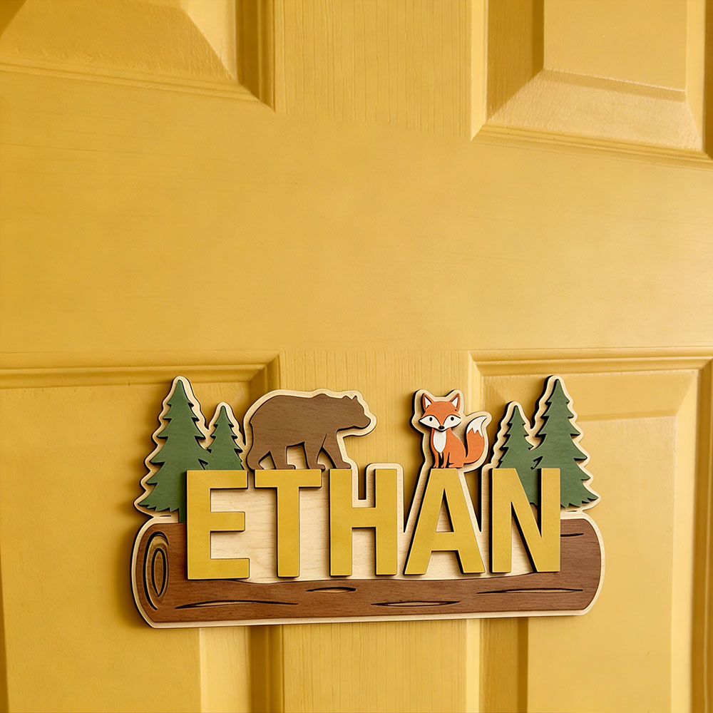Papan Nama Kayu Hewan Hutan Pe - Baby Nursery Decorations ulasan dan harga