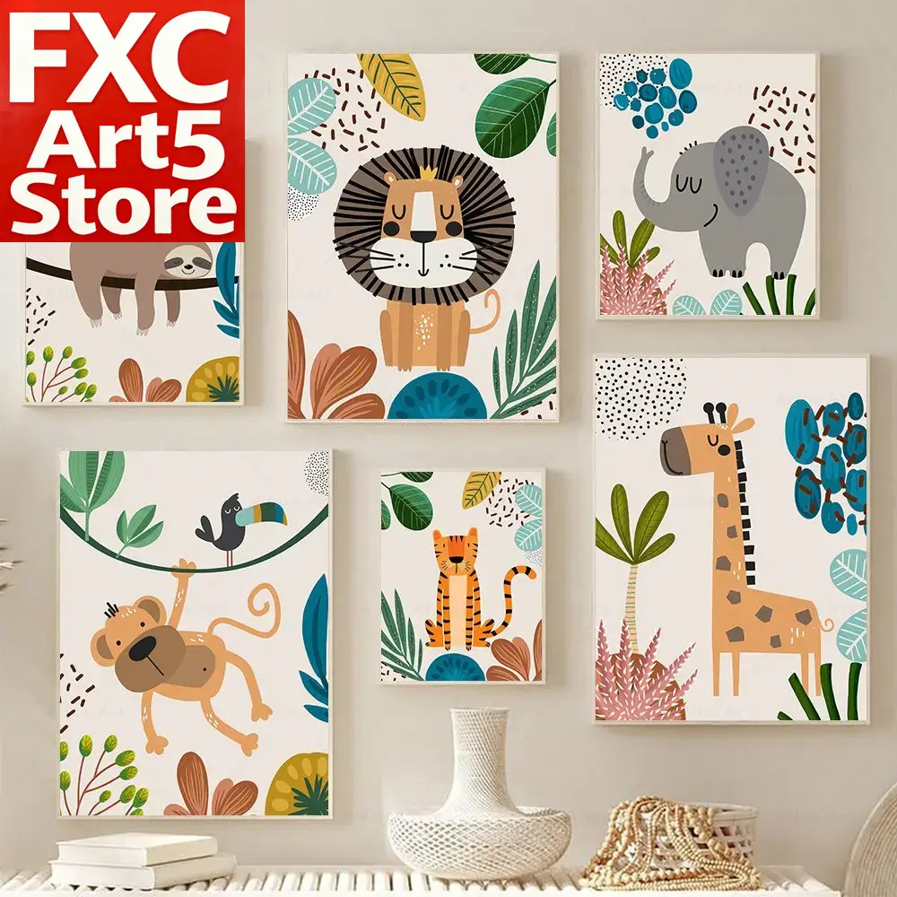 Boho Monyet Singa Jerapah Buru - Baby Nursery Posters ulasan dan harga