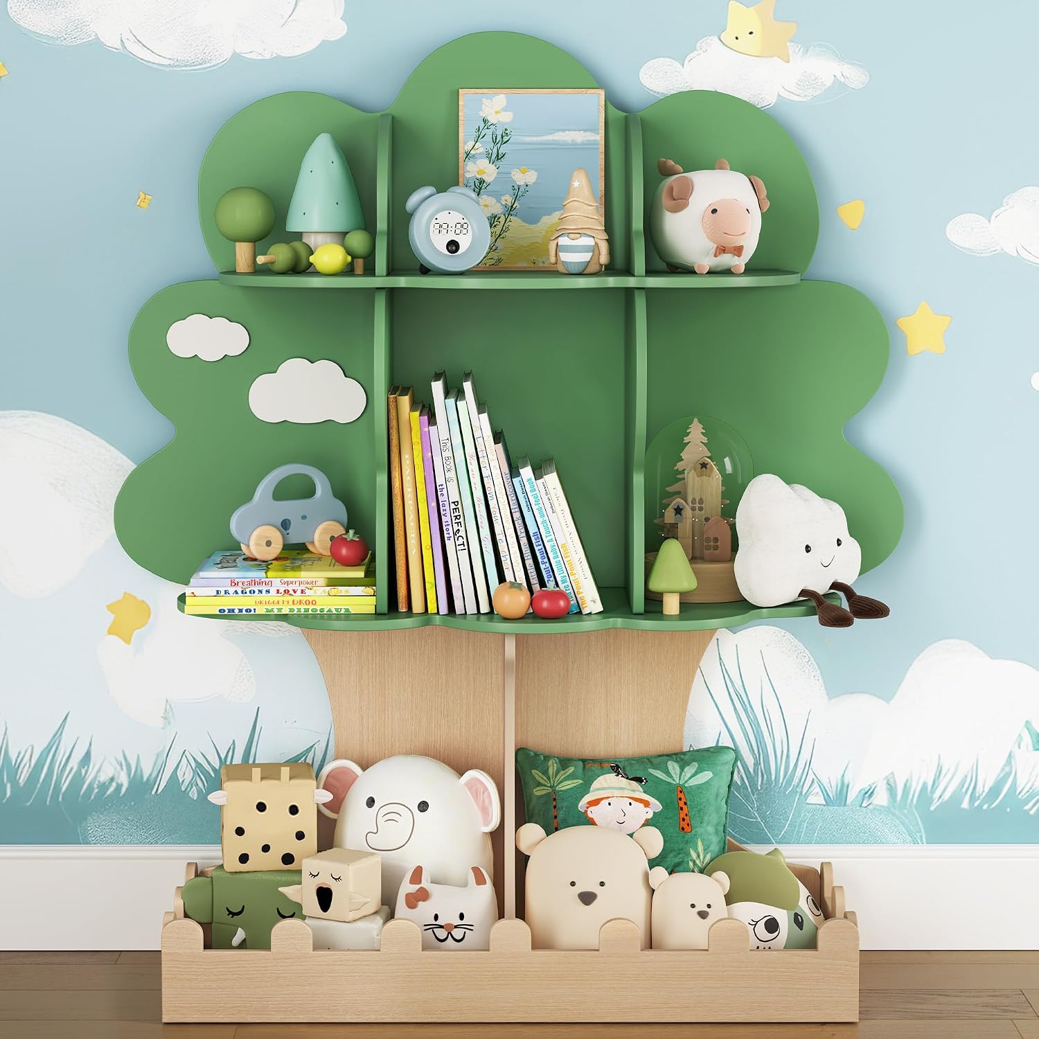 Rak Buku Kayu Montessori untuk - Baby Nursery Bookshelf ulasan dan harga