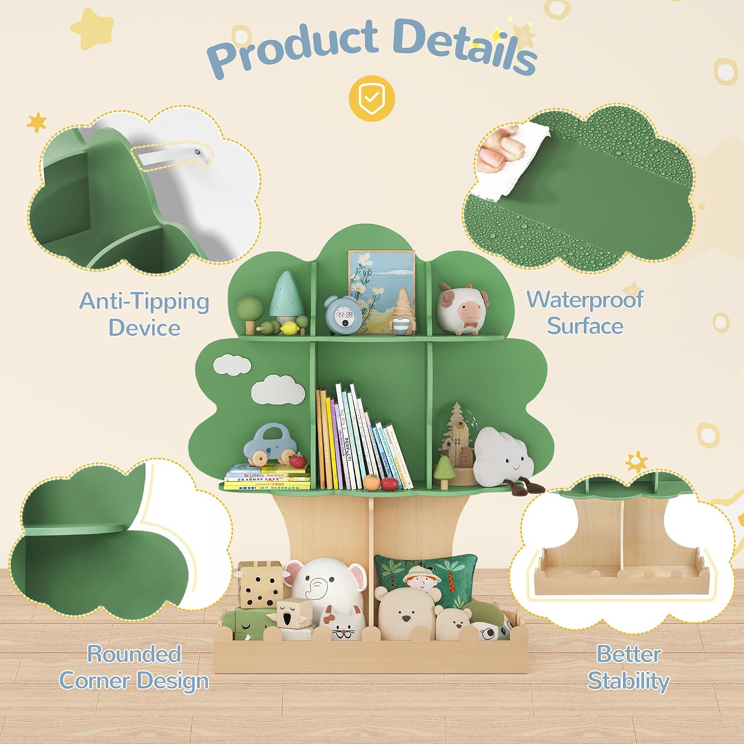 Rak Buku Kayu Montessori untuk - Baby Nursery Bookshelf ulasan dan harga