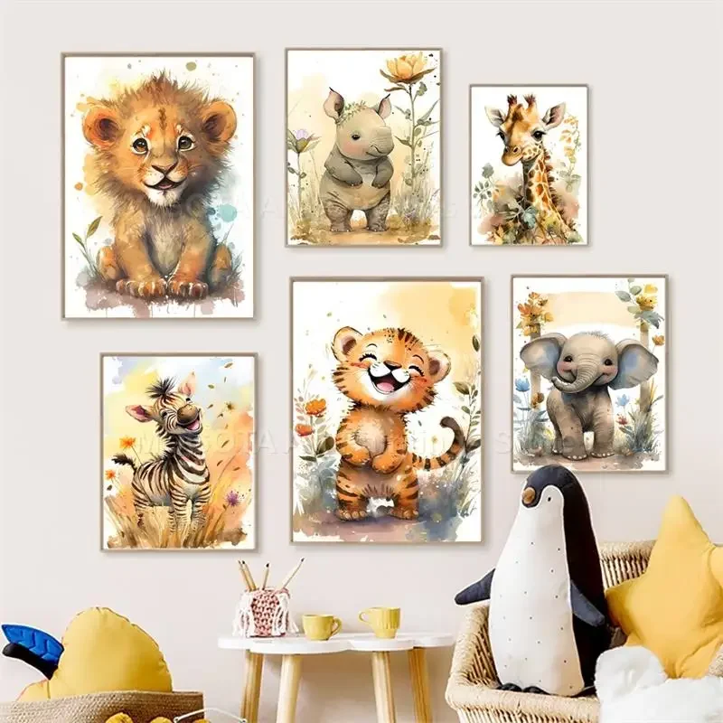 Lukisan Kanvas Seni Dinding Ka - Baby Nursery Animal Prints ulasan dan harga