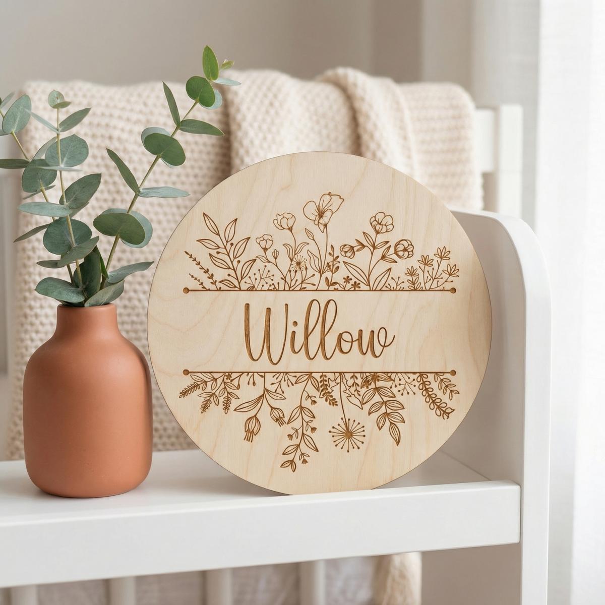 Plakat Nama Bayi Kayu Bulat Be - Baby Nursery Decorations ulasan dan harga