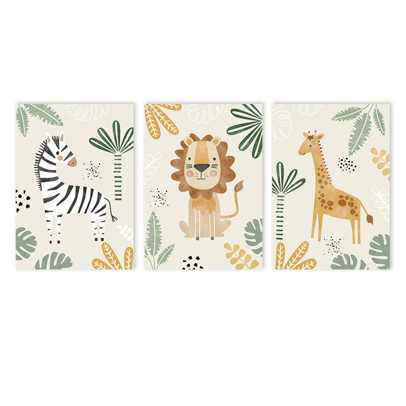 (Tanpa Bingkai 3PCS) - Lukisan - Baby Zebra Nursery ulasan dan harga