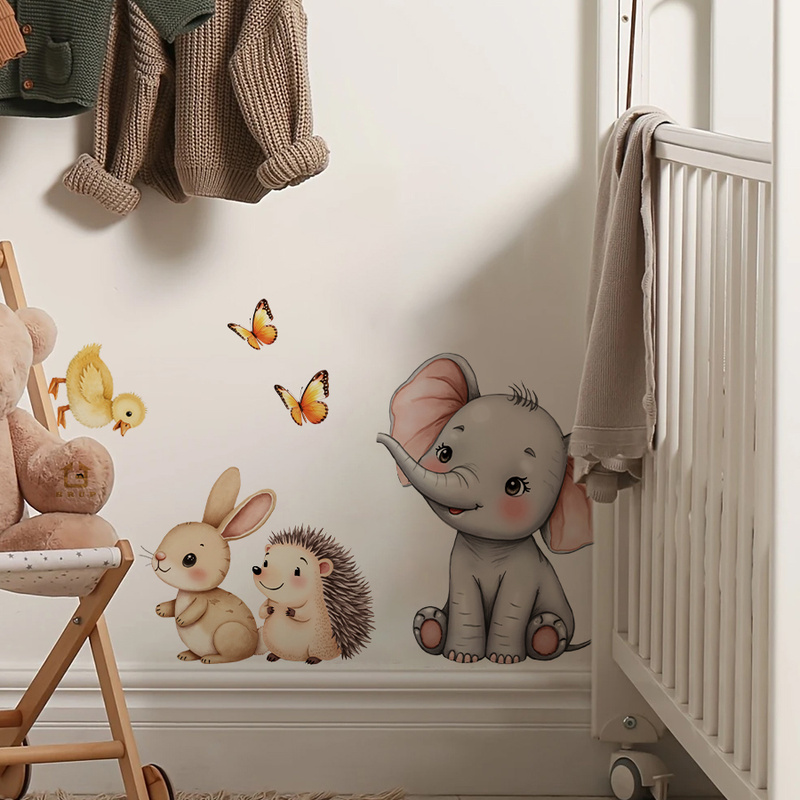 Stiker Dinding Hewan Kartun-St - Baby Nursery Wall Art ulasan dan harga