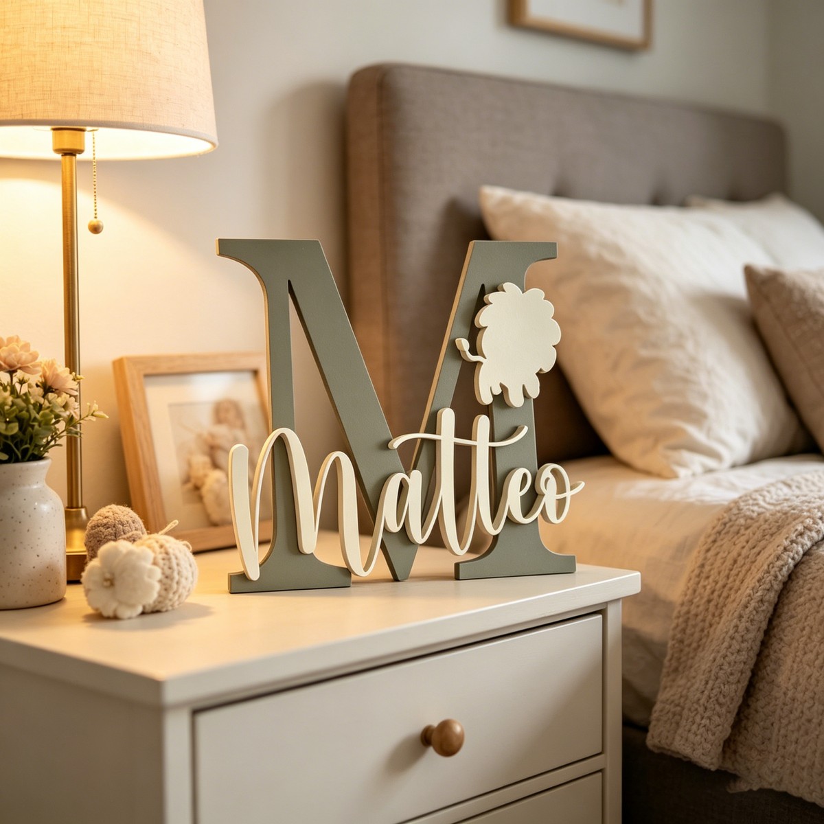 1 Buah Plakat Nama Kayu Inisia - Baby Nursery Decorations ulasan dan harga