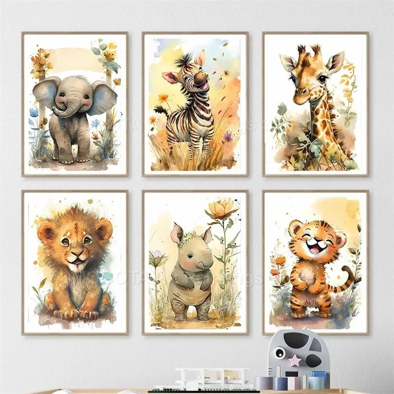 Cat Air Singa Jerapah Harimau  - Baby Nursery Wall Art ulasan dan harga