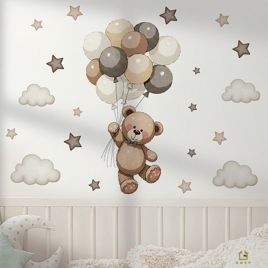Stiker Dinding Beruang Teddy y - Baby Nursery Products ulasan dan harga