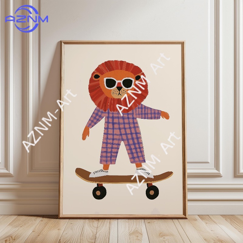 1 Buah Poster Skateboard Hewan - Baby Nursery Posters ulasan dan harga