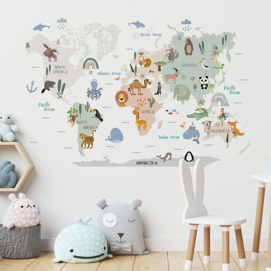 Stiker dinding peta dunia kart - Baby Nursery Vinyl Wall Stickers ulasan dan harga