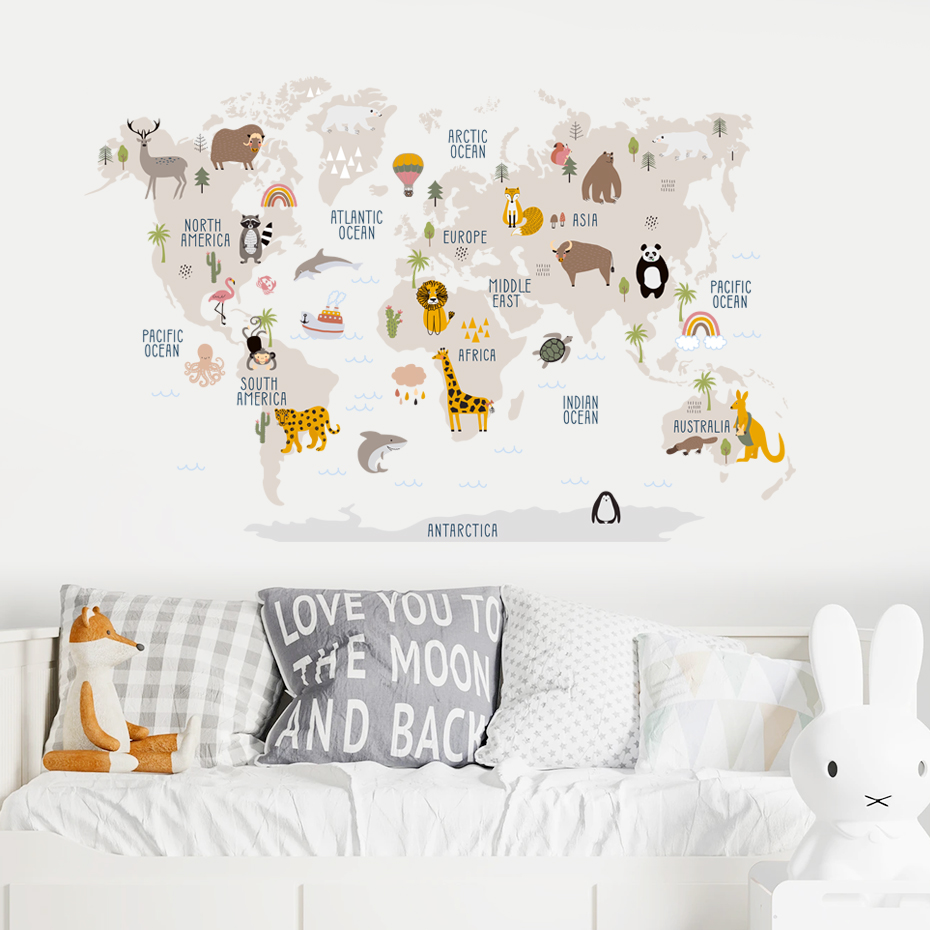 Stiker dinding peta dunia kart - Baby Nursery Vinyl Wall Stickers ulasan dan harga