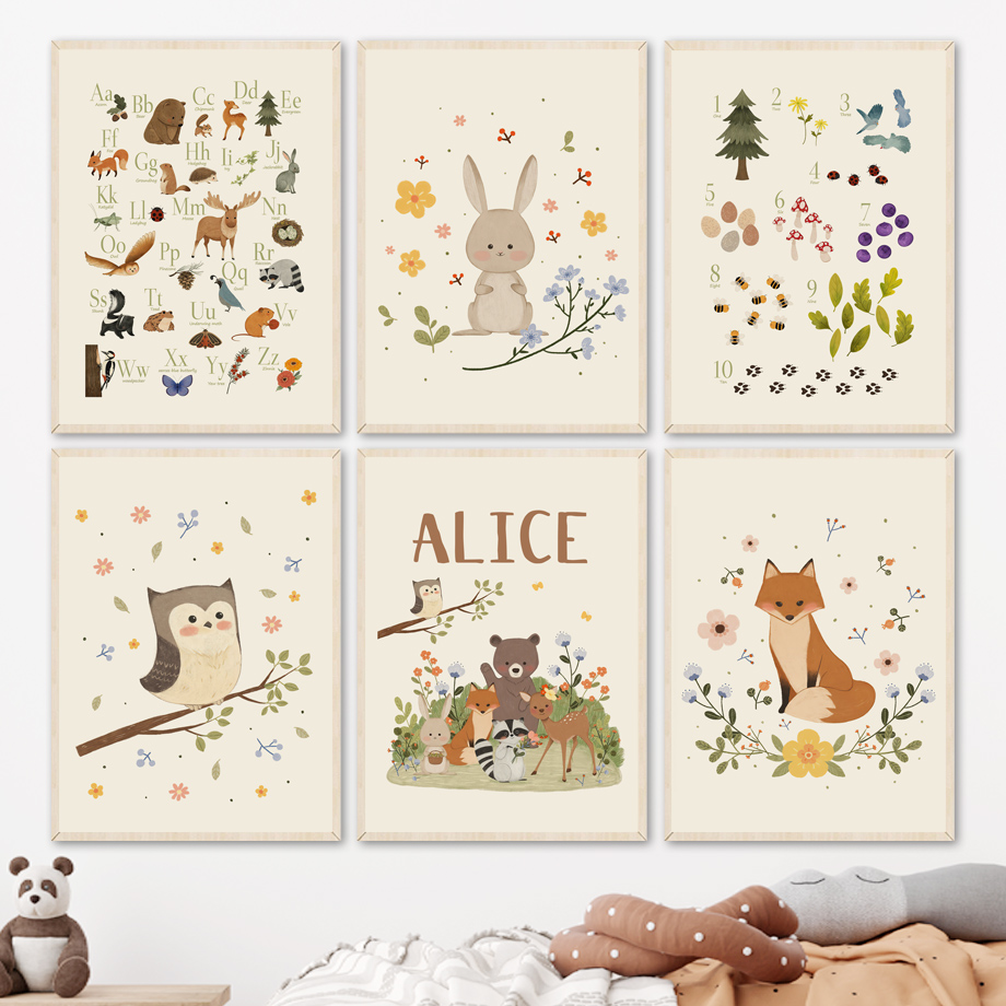 1pc Lukisan Kanvas Seni Dindin - Baby Nursery Animal Prints ulasan dan harga
