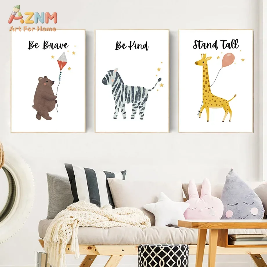 AZNM Be Brave Kind Stand Tall  - Baby Nursery Animal Prints ulasan dan harga