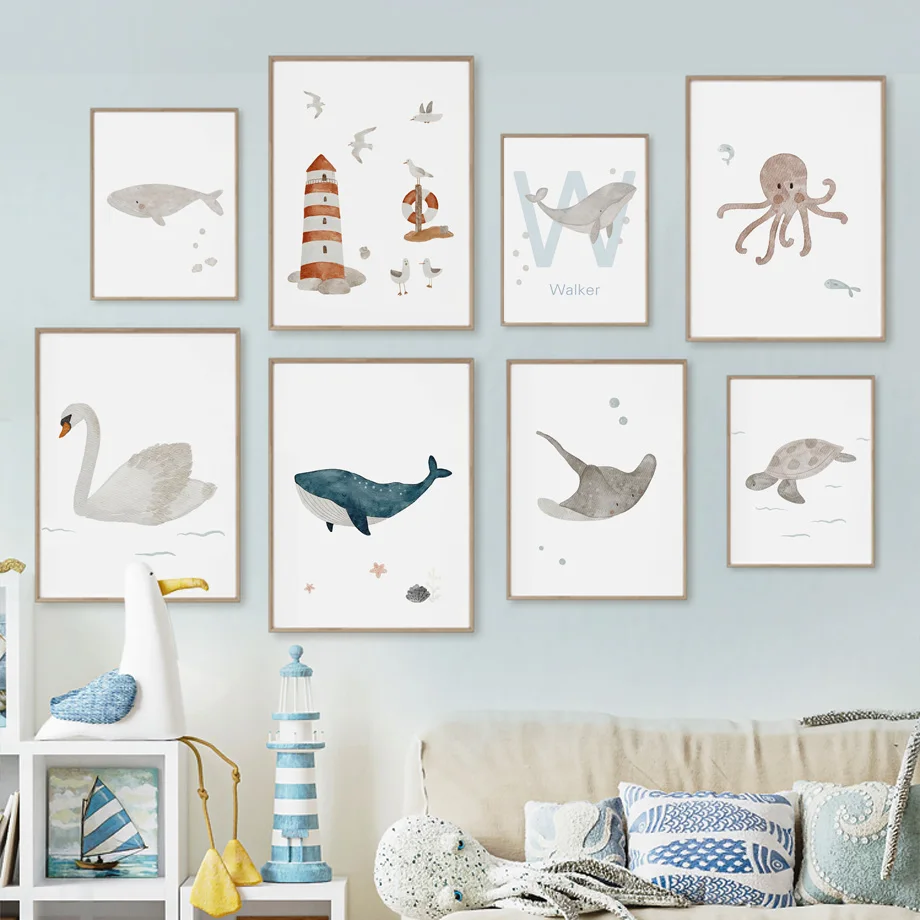 Kustom nama paus gurita penyu  - Baby Name Wall Art ulasan dan harga