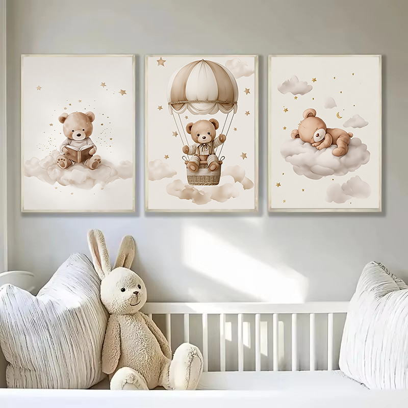 3pcs/set Poster Kanvas Hewan B - Baby Nursery Wall Art ulasan dan harga