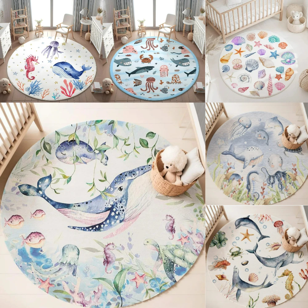 Karpet Bulat Motif Hewan Laut  - Baby Nursery Animal Prints ulasan dan harga