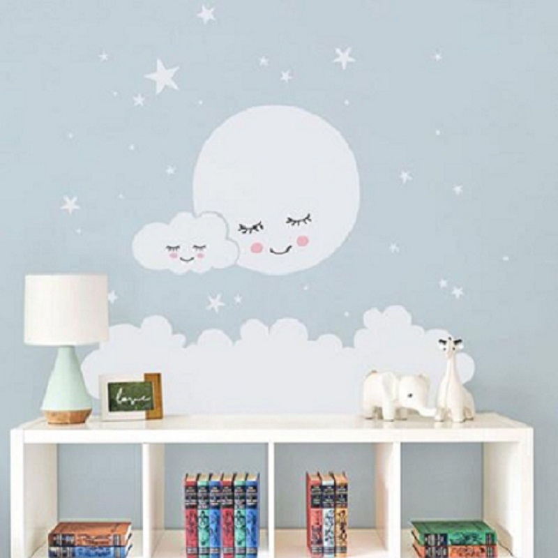 Stiker Dinding Bintang Bulan Y - Baby Nursery Vinyl Wall Stickers ulasan dan harga